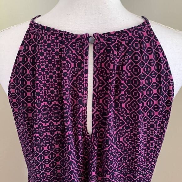 Banana Republic Women Petite Sz S Purple/Navy Geometric Keyhole Halter Dress $70 - Picture 12 of 12